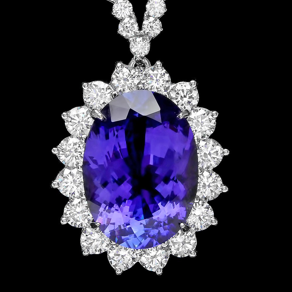 18k Gold 18.50ct Tanzanite 12ct Diamond Necklace - 2