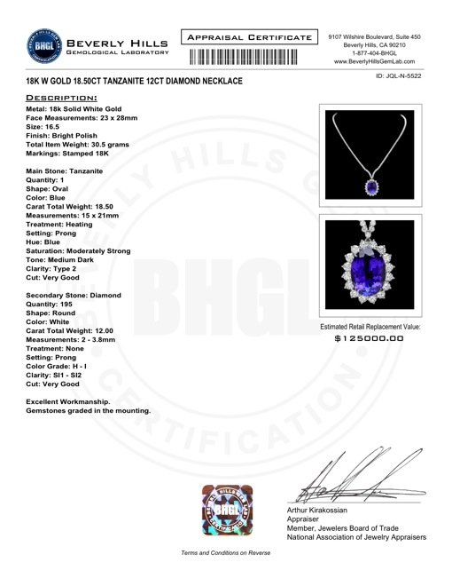 18k Gold 18.50ct Tanzanite 12ct Diamond Necklace - 7