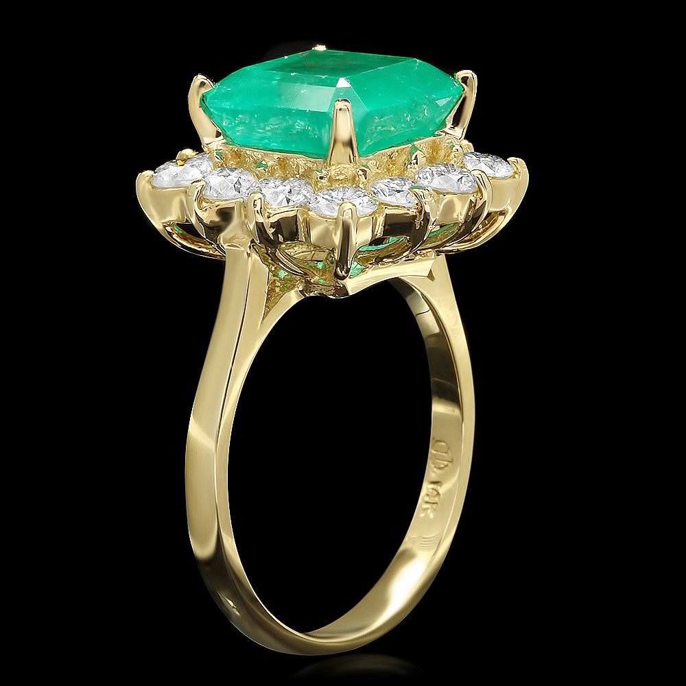 14k Gold 4.30ct Emerald 1.80ct Diamond Ring - 2