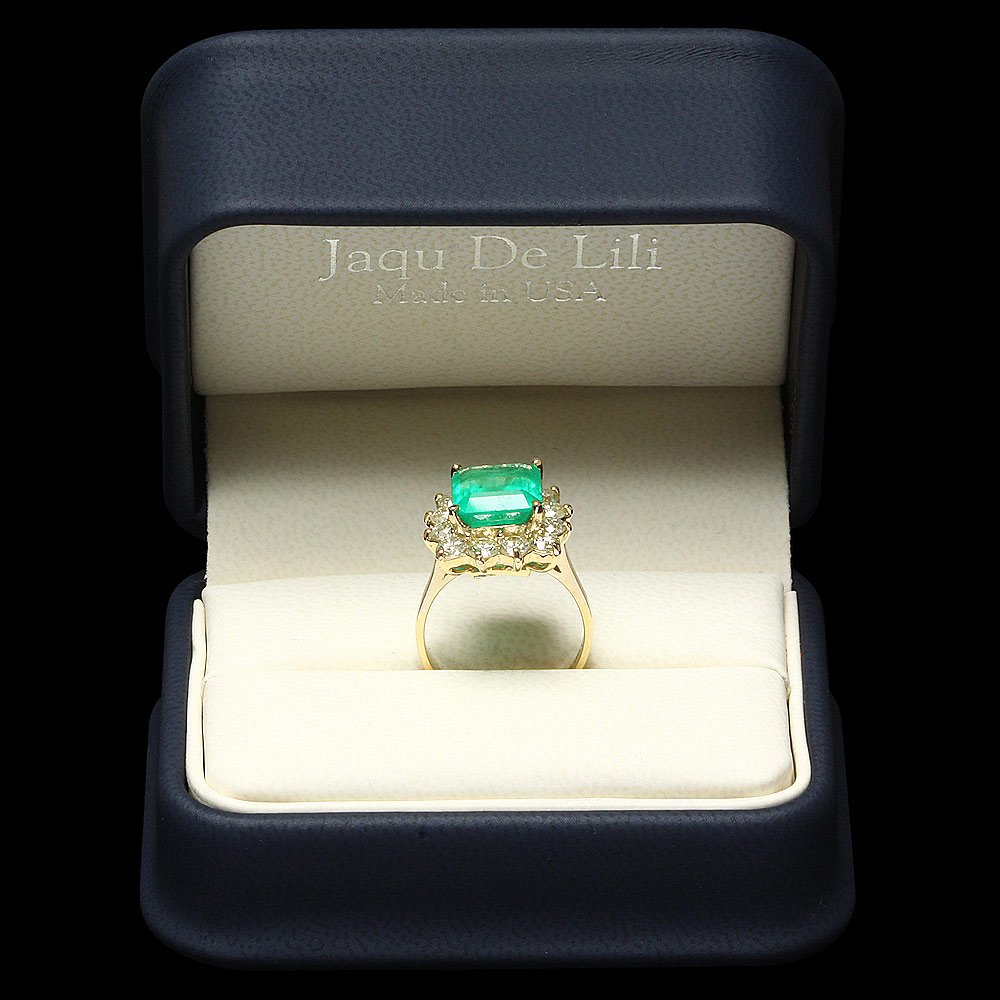 14k Gold 4.30ct Emerald 1.80ct Diamond Ring - 3