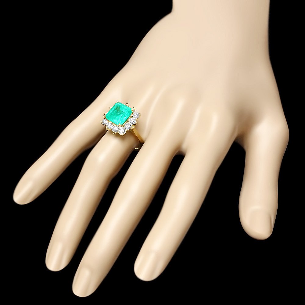 14k Gold 4.30ct Emerald 1.80ct Diamond Ring - 4