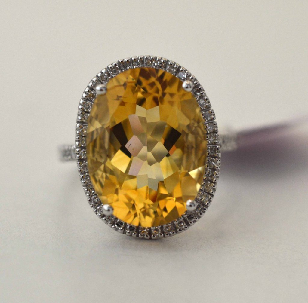 14KT Gold, 8.47ct Citrine & 0.22ct Diamond Ring - 2