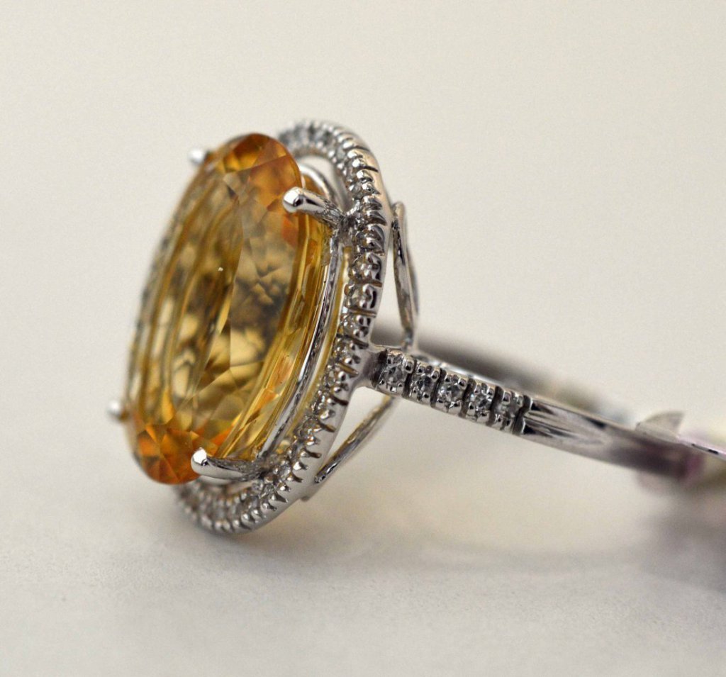 14KT Gold, 8.47ct Citrine & 0.22ct Diamond Ring - 3