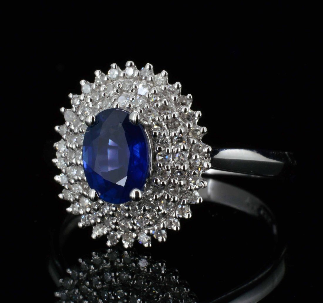 14KT Gold, .98ct Sapphire & 0.32ct Diamond Ring - 2