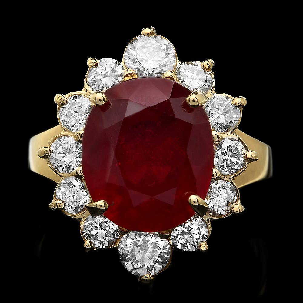 14k Yellow Gold 7.00ct Ruby 1.50ct Diamond Ring