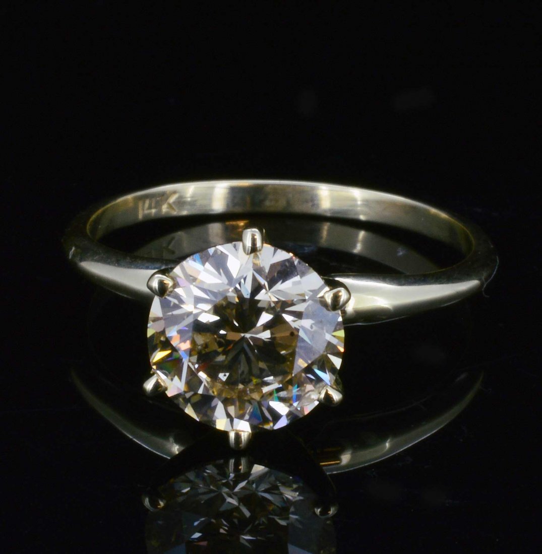 14K Gold, 2.01CT Diamond Solitaire Ring: 14K Gold, 2.01CT Round Brilliant Cut Diamond Solitaire, Clarity: SI1, Color: K A14160