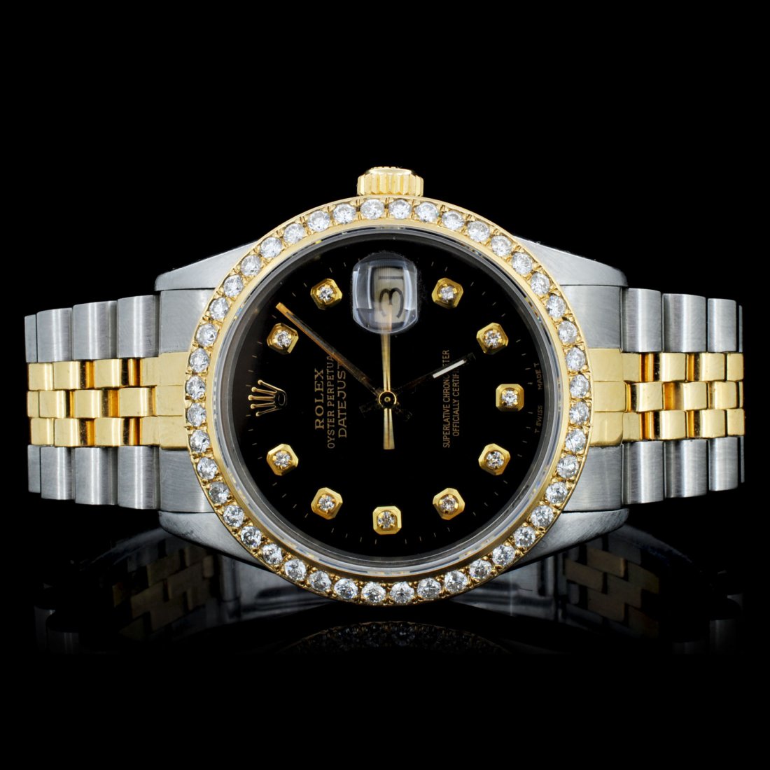Rolex Two-Tone DateJust Diamond Men's Watch: Estimated Retail Replacement Value: $27,500.00Ref: WAG20000Item No.: ARX0104Specification:Documents: Gemologist ReportModel: Oyster Perpetual DateJustMovement: Perpetual, Self Winding, 31 - Jewel Chro