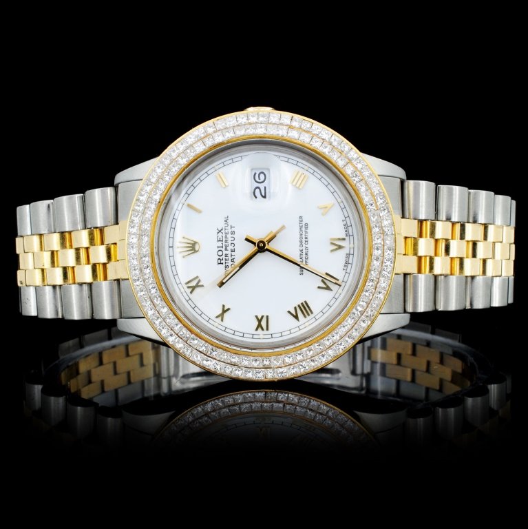 Rolex YG/SS DateJust Men's Diamond Wristwatch: Estimated Retail Replacement Value: $44,500.00Ref: WAG35608KBPItem No.: ARX0131Specification:Documents: Gemologist ReportModel: Oyster Perpetual DateJustMovement: Perpetual, Self Winding, 31 - Jewel C