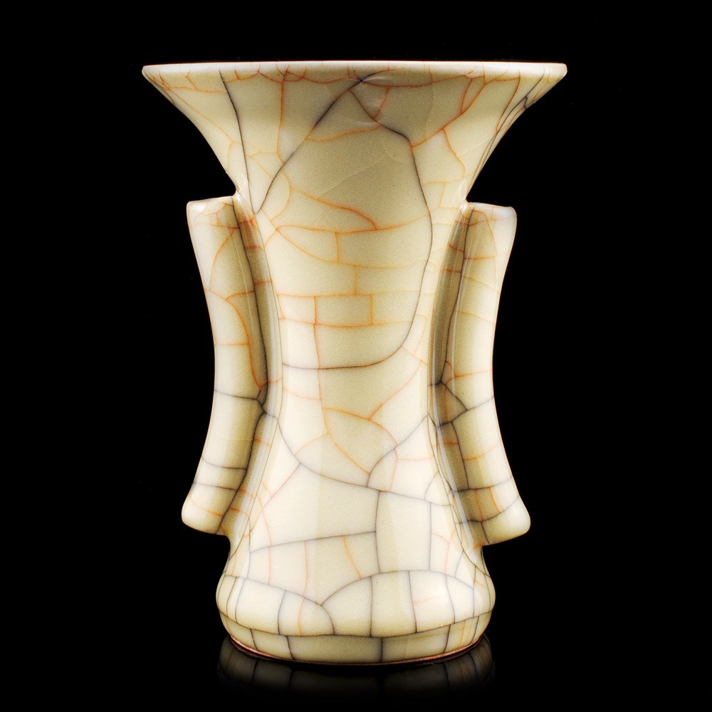 Chinese Guan Ware Porcelain Crackle Glaze Vase: Estimated Retail Replacement Value: $9,000.00 Ref: WAG2400 Item no: XU-3048 Title: Chinese Guan Ware Porcelain Crackle Glaze Vase Type: Vase Origin: China Circa: Vintage Size: 6” tall Quantity: 1 Ma