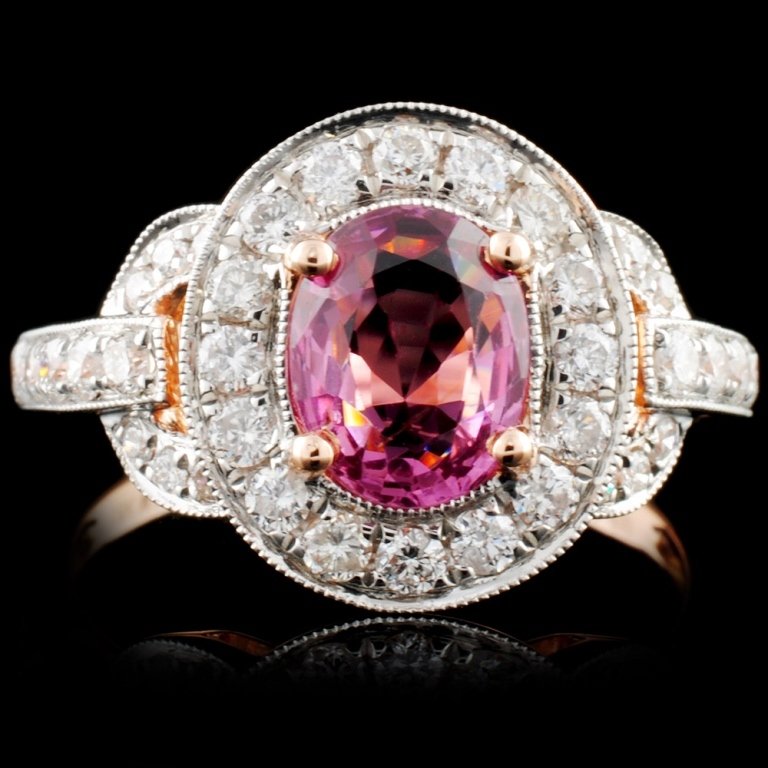 18K Gold 1.30ct Spinel & 0.63ct Diamond Ring: Estimated Retail Replacement Value: $6,940.00 Ref: WAG2776 Item no.: FA2054477010-BR6413ASP5 Specification: Gold Content: Solid 18K Rose Gold Weight of Item: 3.50 grams Size: 7 Country Made: U.S.A Mai
