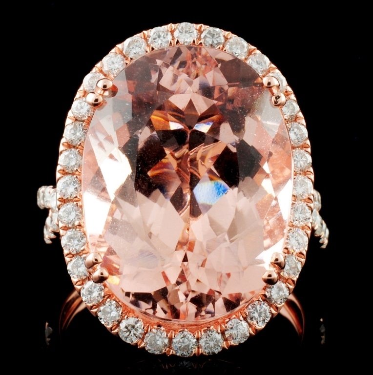 18K Rose Gold 11.21ct Morganite & 0.91ct Diamond R: Estimated Retail Replacement Value: $17,520.00 Ref: WAG7008 Item no.: FA2053289006-SM5177AMG Gold Content: 18K Rose Gold Weight of Item: 5.20 grams Size: 7 Main Gemstone: Natural Morg