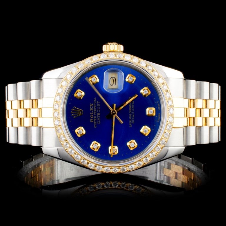 Rolex YG/SS DateJust 1.50ct Diamond Men's Watch: Estimated Retail Replacement Value: $25,000.00Ref: WAG20098ACItem No.: ARX0106Specification:Documents: Gemologist ReportModel: Oyster Perpetual DateJustMovement: Perpetual, Self Winding, 31 - Jewel Ch