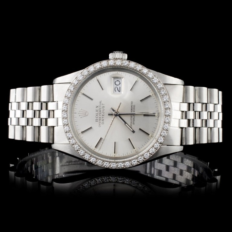 Rolex SS DateJust 1.50ct Diamond Men's Wristwatch: Estimated Retail Replacement Value: $24,700.00 Ref: WAG15200 Item No.: ARXA006 Specification: Documents: Gemologist Report Model: Oyster Perpetual DateJust Movement: Perpetual, Self W