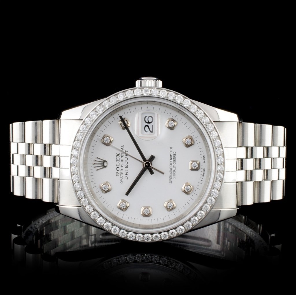 Rolex SS DateJust 1.00ct Diamond Men's Watch: Estimated Retail Replacement Value: $16,875.00Ref: WAG15000Item No.: ARXF002Specification:Documents: Appraisal ReportModel: DateJust Oyster PerpetualMovement: Perpetual, Self Winding, 31 - Jewel Chron