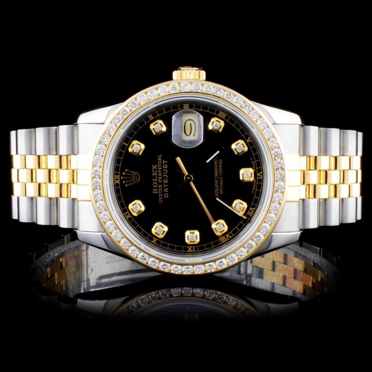 Rolex YG/SS DateJust Men's 1.00ct Diamond Watch: Estimated Retail Replacement Value: $22,500.00Ref: WAG18033POLItem No.: ARX0125Specification:Documents: Gemologist ReportModel: Oyster Perpetual DateJustMovement: Perpetual, Self Winding, 31 - Jewel C