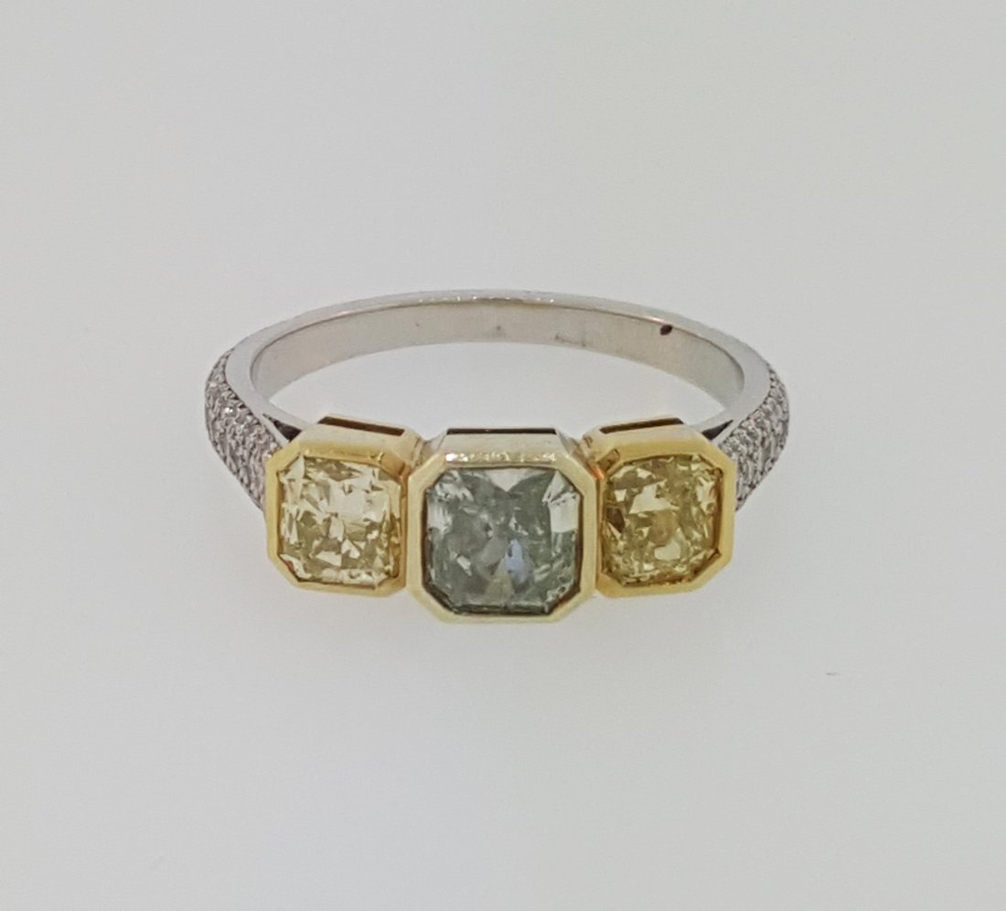 A 3 Stone Fancy Diamond Ring on Platinum and 18k Yellow (1 of 9)