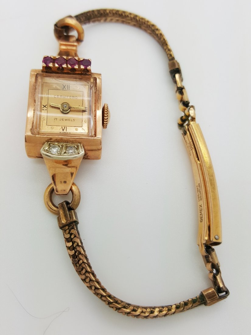 A retro Crawford 14k rose gold ruby diamond ladies (1 of 5)