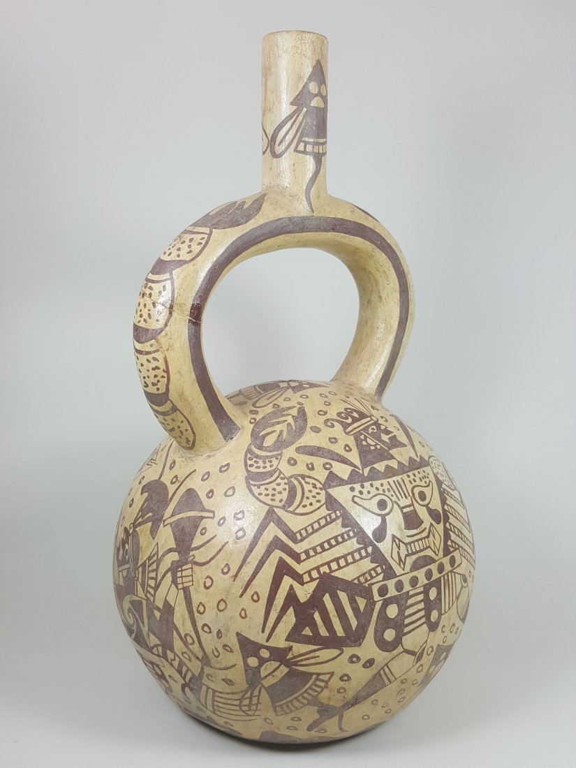 A stirrup-spouted Mochina vessel, ancient Peru (1 of 8)
