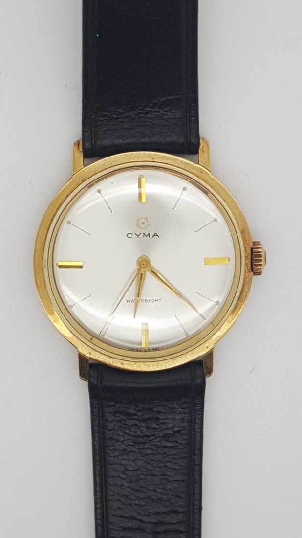 A vintage 14k Cyma Watersport Swiss men's wrist watch (1 of 5)