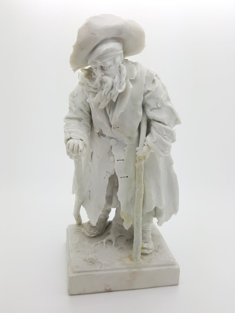 A white bisque figure of poor elderly man, Serves (1 of 7)