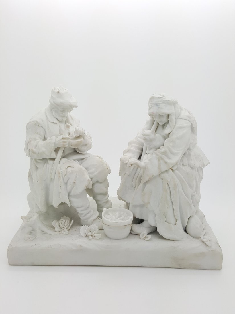 A 19th century white bisque porcelain figurine display (1 of 7)