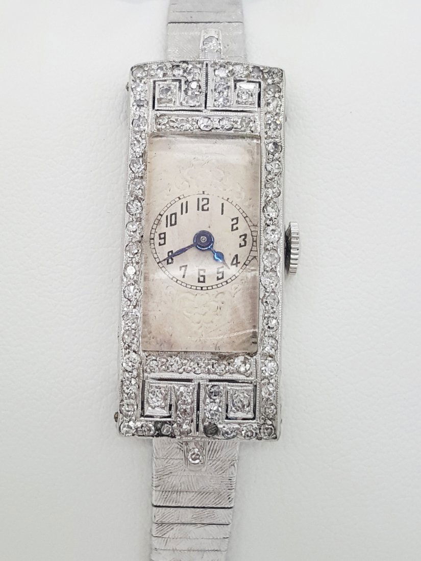 A vintage platinum diamond ladies wrist watch Gothic (1 of 6)