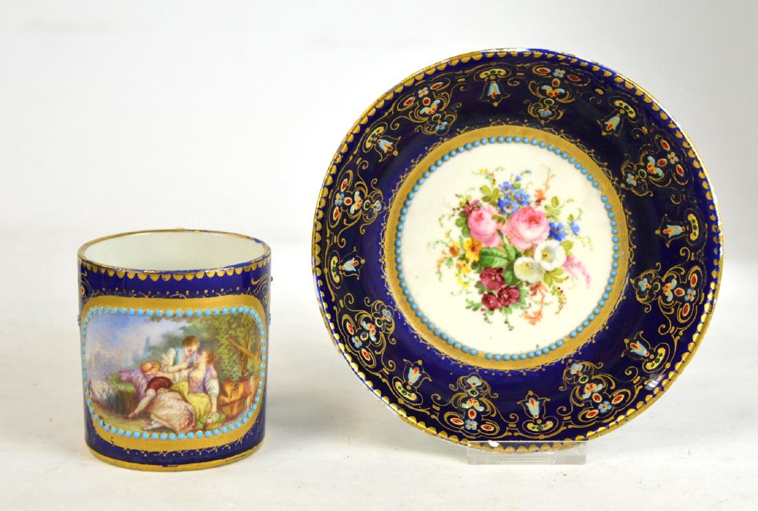 Jeweled Sevres Cup and Saucer w Love Scene (1 of 10)