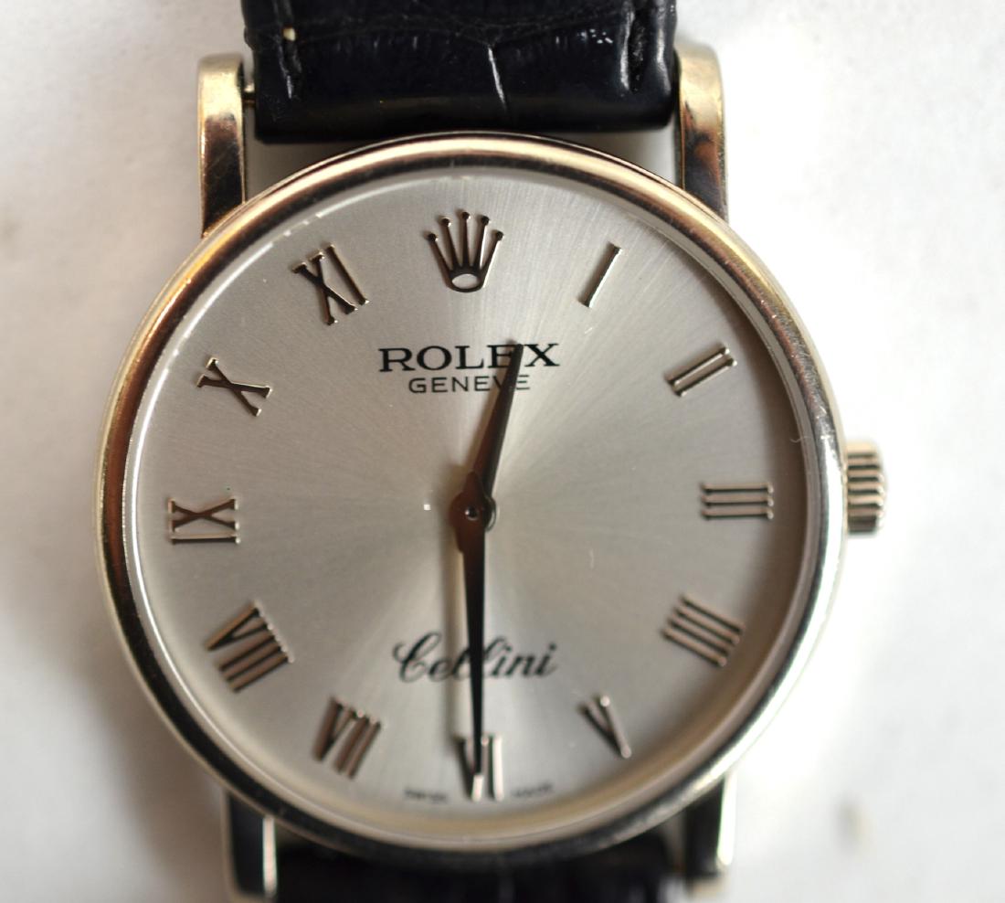 18K Gold Rolex Geneve Cellini Leather Watch