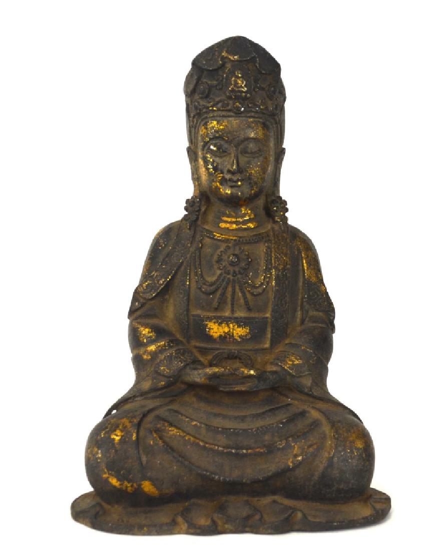 19th Cen. Chinese Gilt Bronze Buddha Figure (1 of 8)