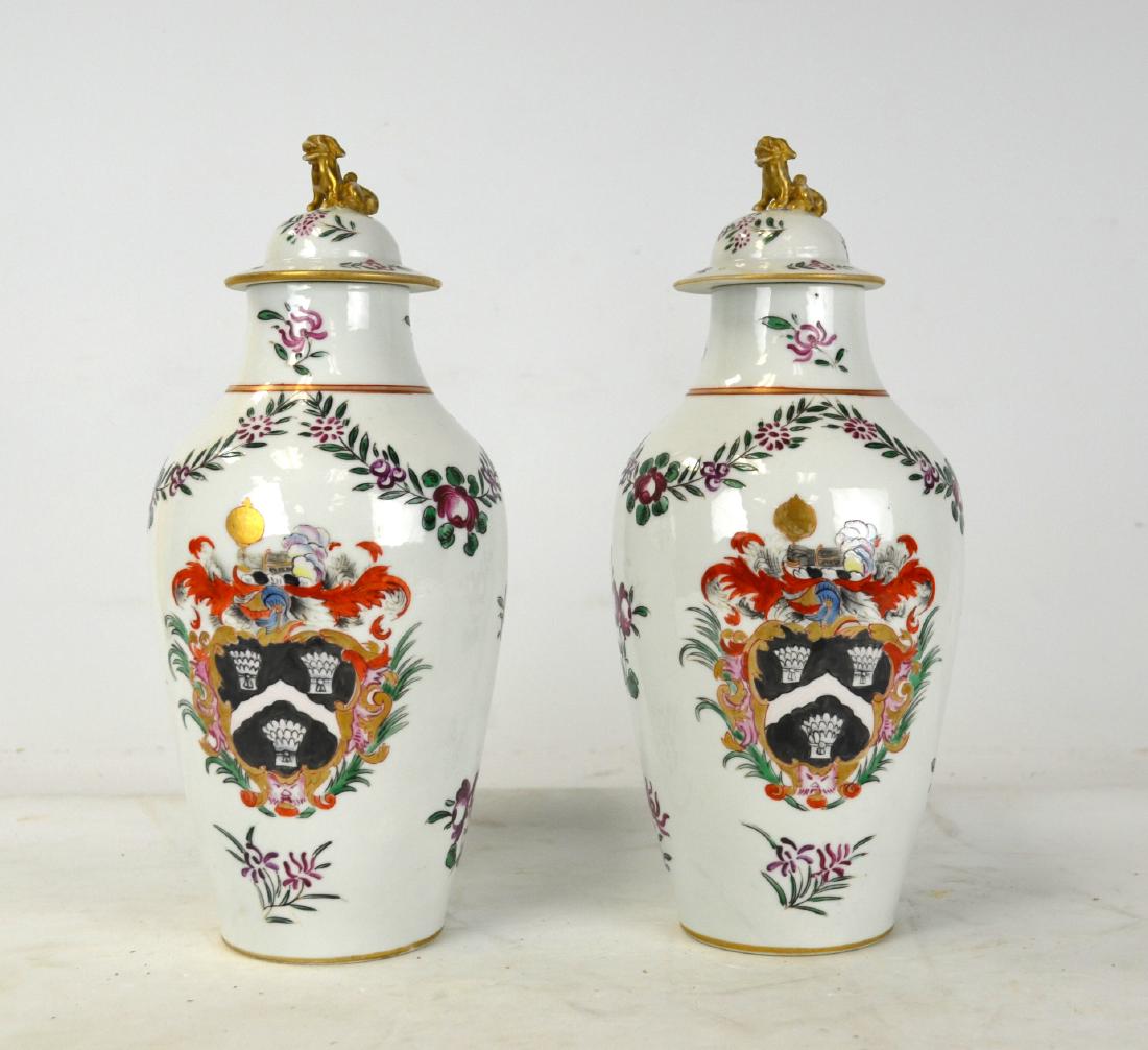 Pr Saxon Hand Painted Urns with Covers (1 of 7)