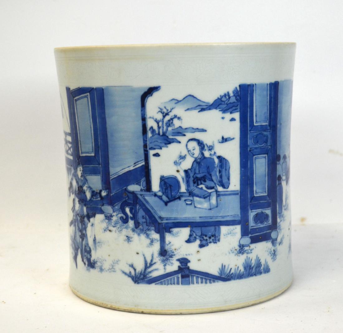 17/18th Cen. Fine Blue & White Brush Pot (1 of 9)