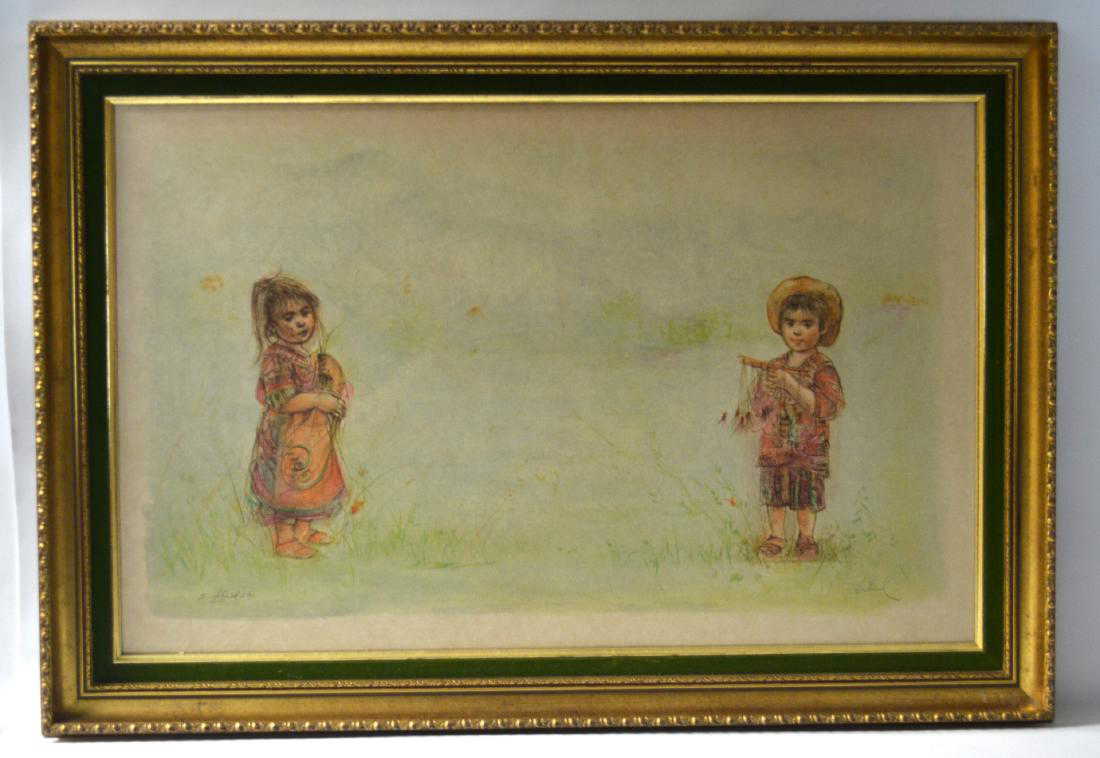 A Boy And Grass Lithography