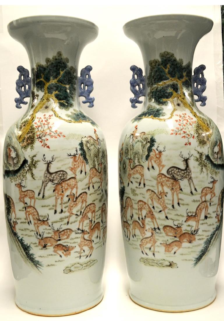 Pr Chinese Hundred Deer Vases (1 of 10)
