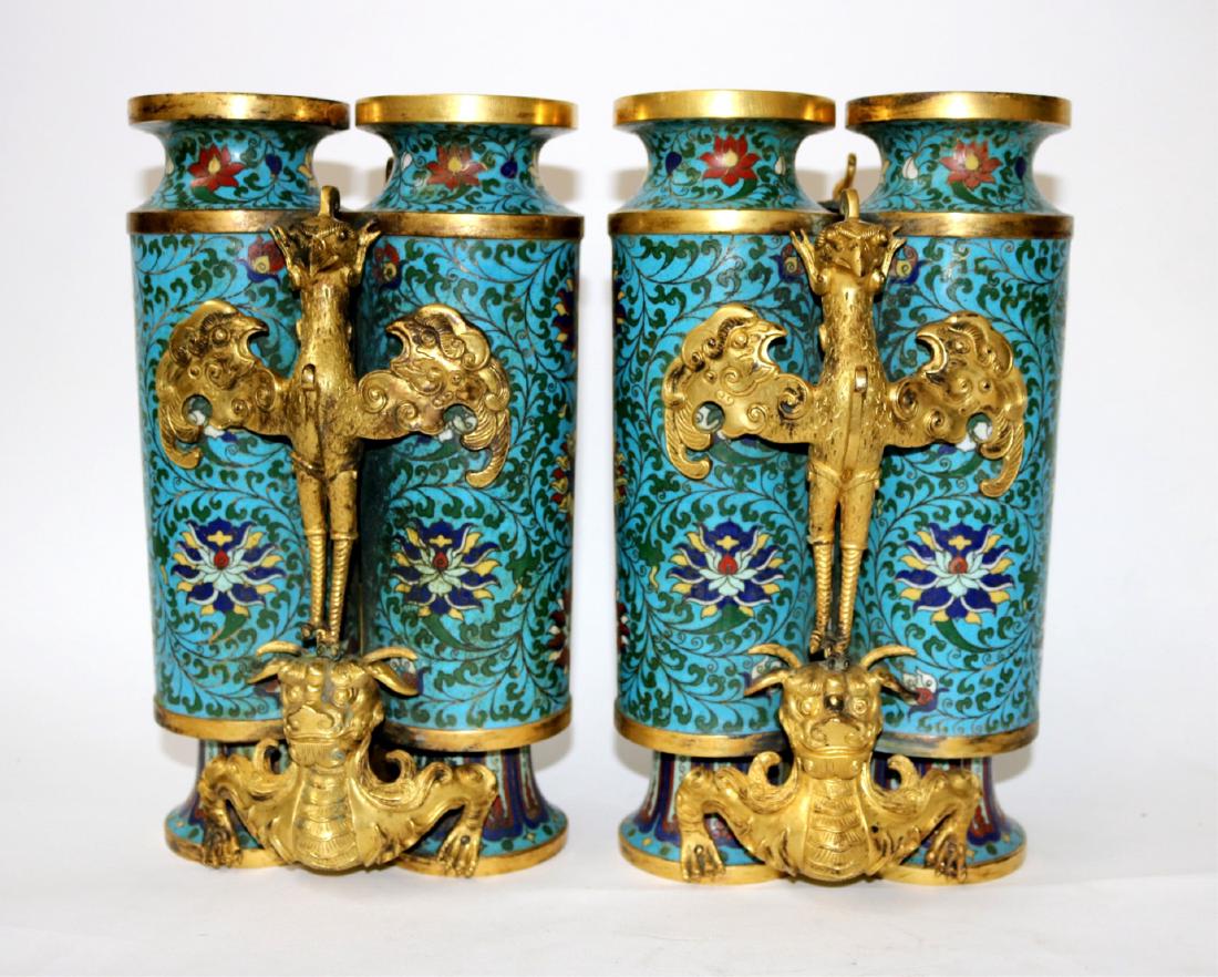18th Cen. Pr Chinese Cloisonne Double Vases (1 of 8)