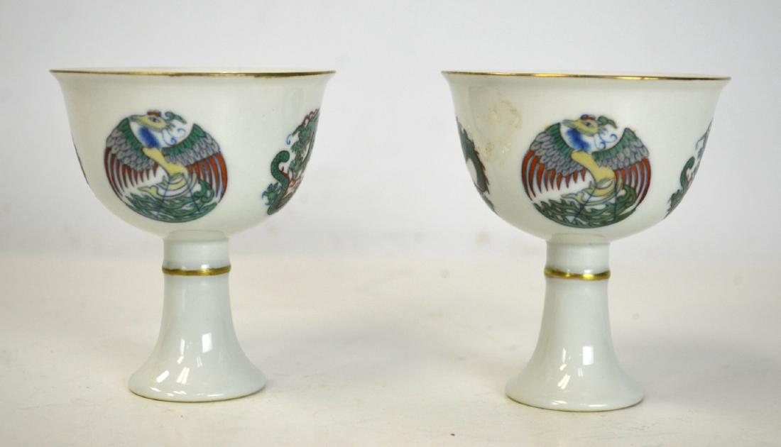 Pair of Chinese Porcelain Stem Cups (1 of 4)