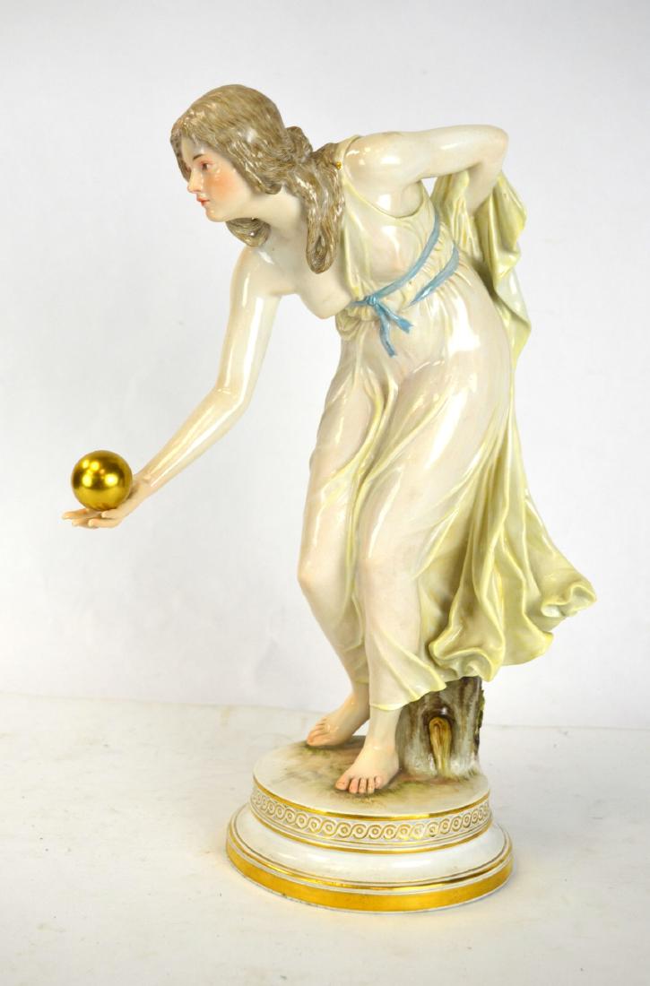 Art Noveau Meissen Figure of Lady Ball Thrower (1 of 10)