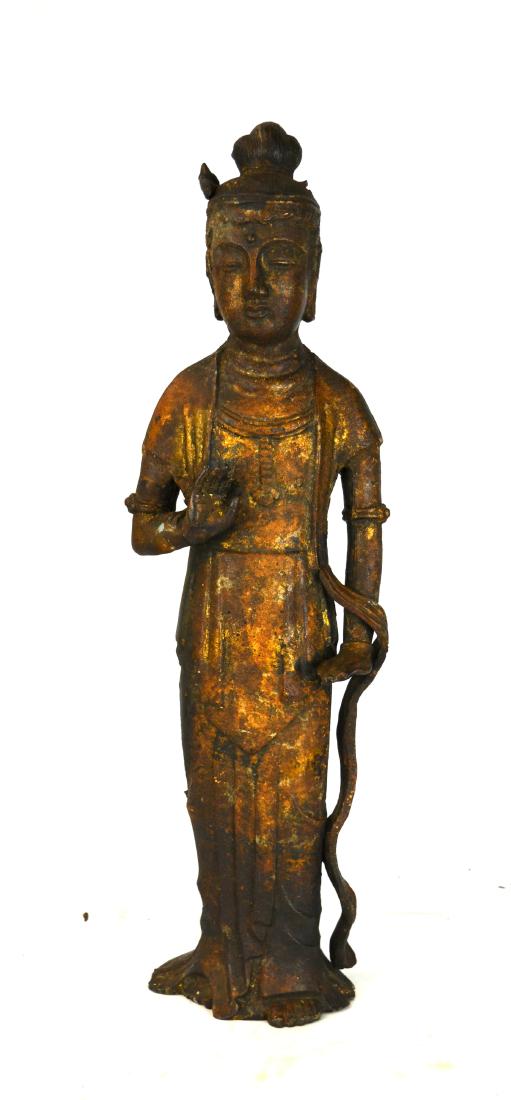Large Tall Chinese Bronze Standing Buddha Figure (1 of 7)