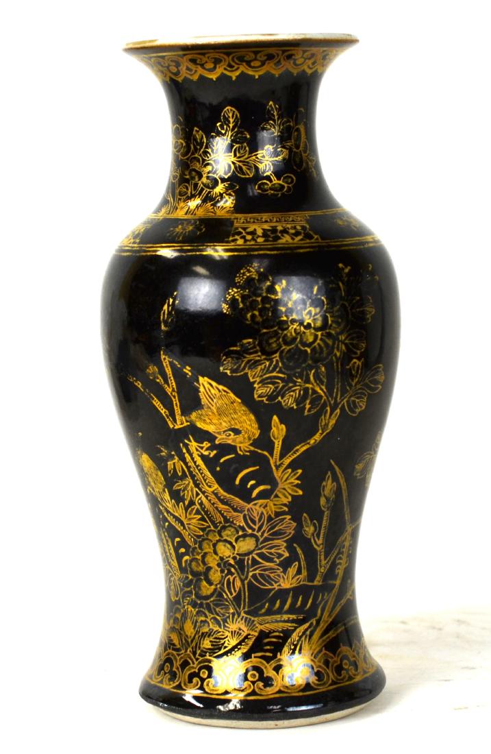 Chinese Gilt Black Glazed Vase (1 of 6)