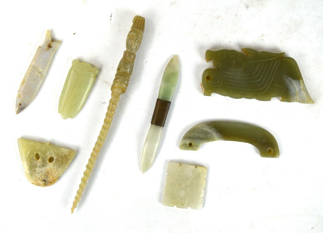 Eight Pcs of Chinese Carved Archaic Jade (1 of 10)