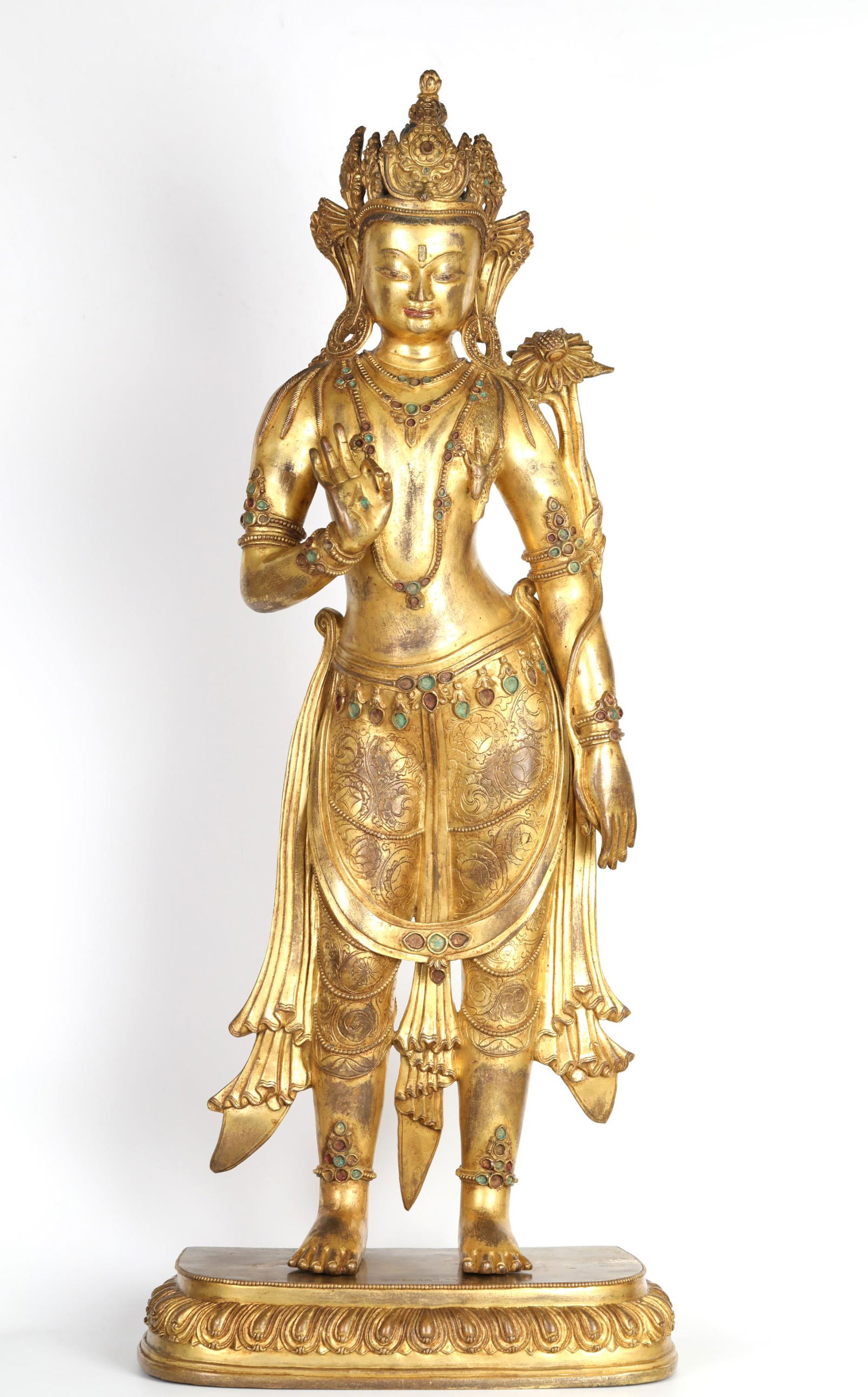 Large Chinese Gilt Bronze Stand Buddha Figure (1 of 6)