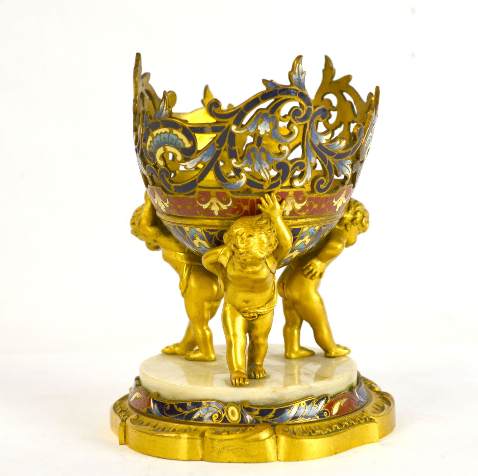 French Bronze Enamel Center Piece (1 of 7)