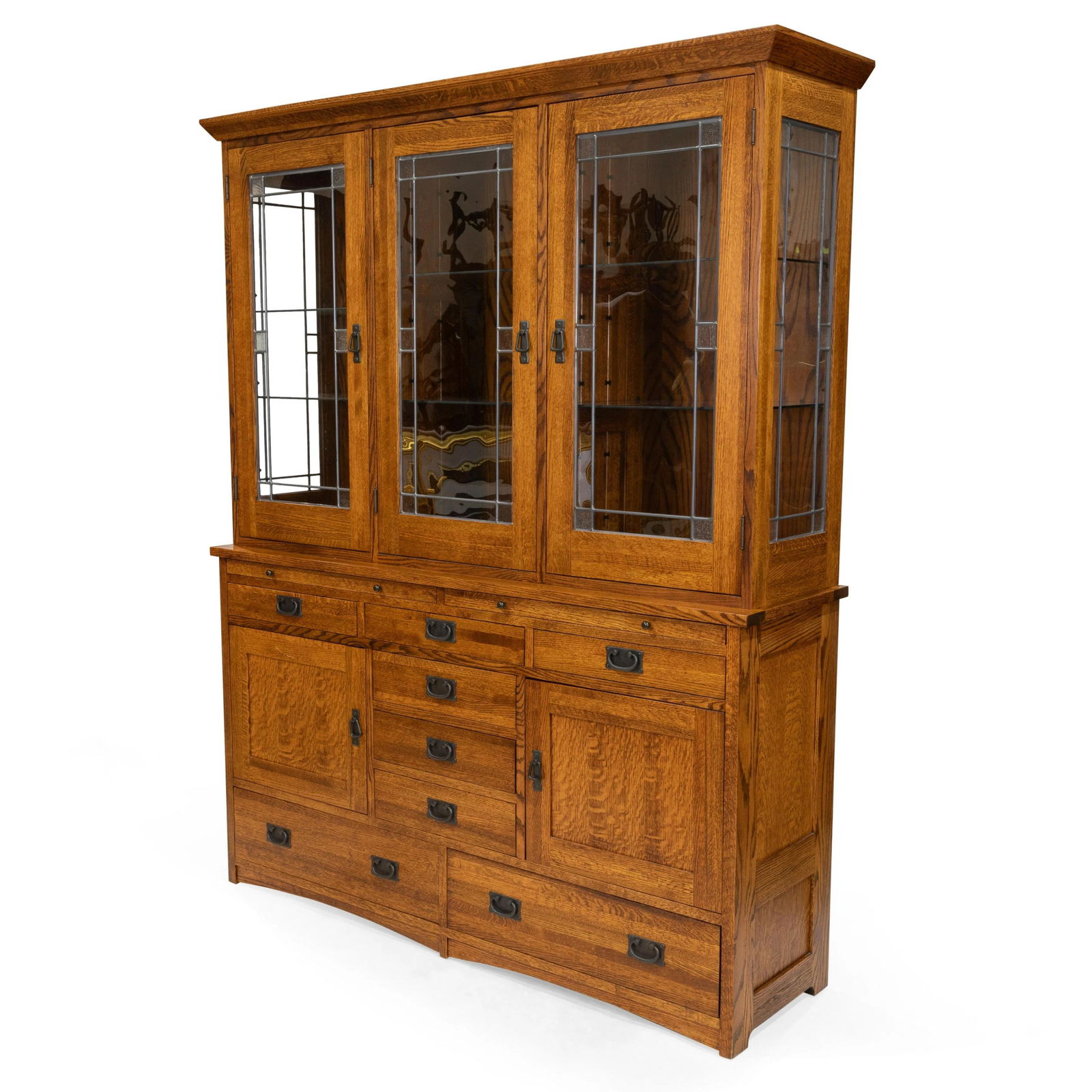 Mission Oak two Part Breakfront (1 of 4)