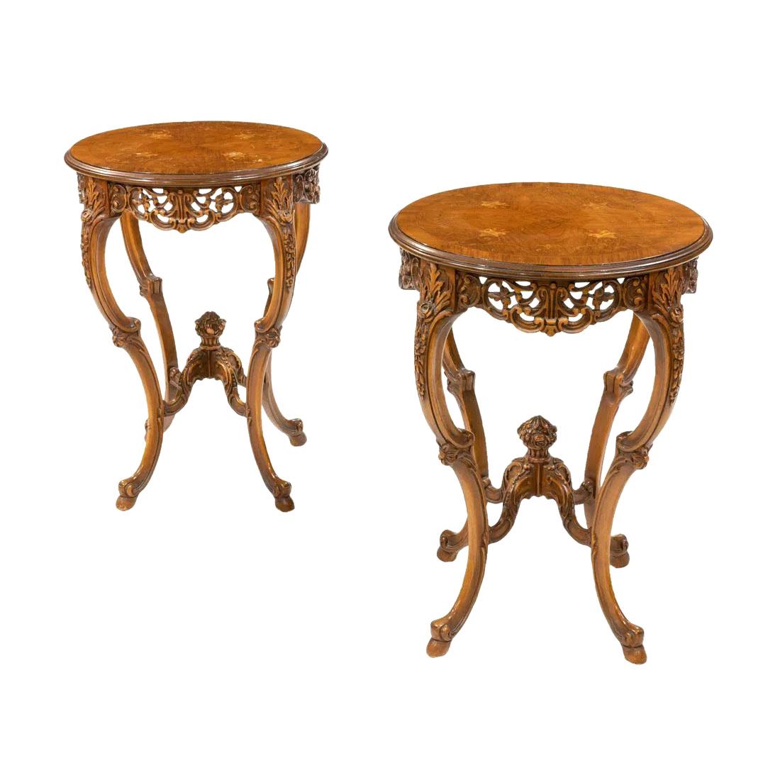 French Style Carved Walnut Tables (1 of 3)