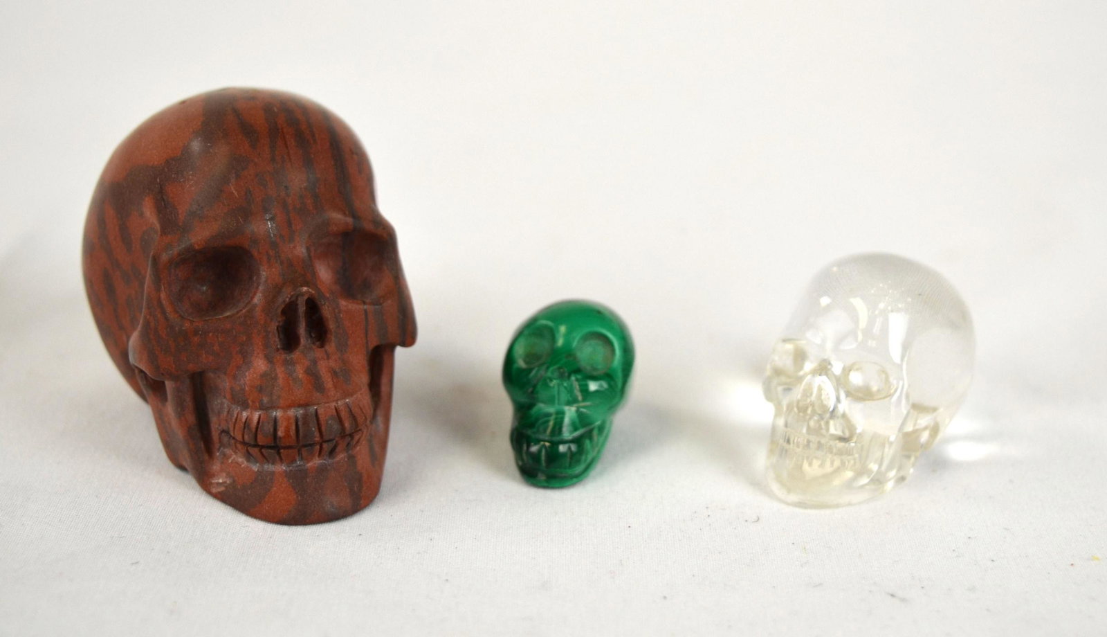 Three Pcs of Malachite, Rock Crysta & Stone Skulls (1 of 7)
