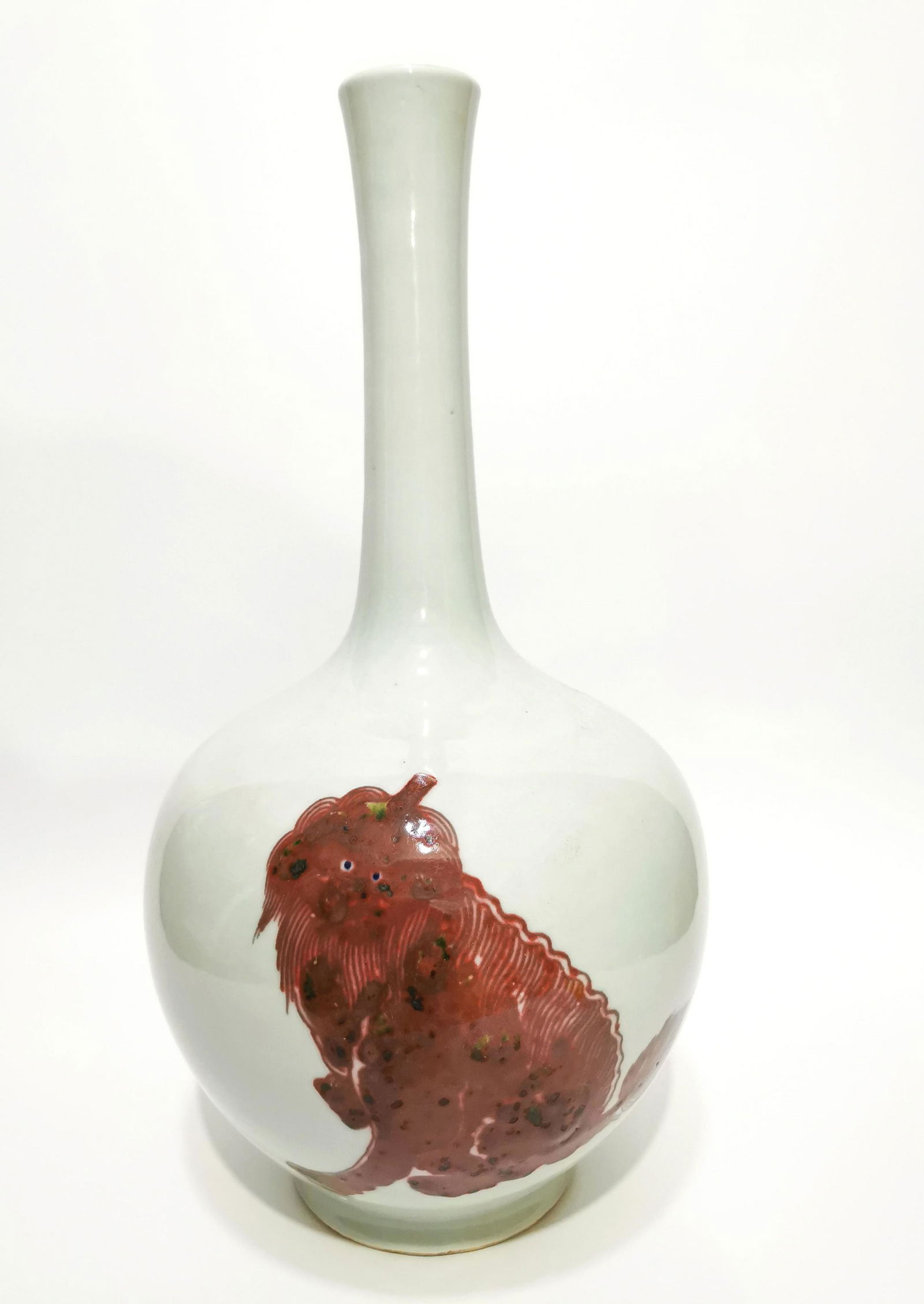 Tall Chinese Copper Red Glazed Long Neck Vase (1 of 8)