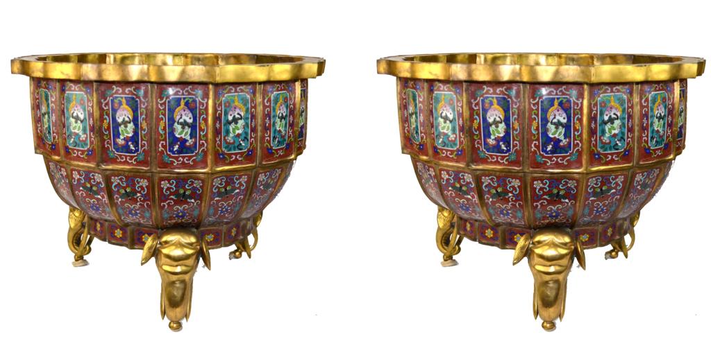 Pair of Monumental Chinese Cloisonne Jardinieres (1 of 9)