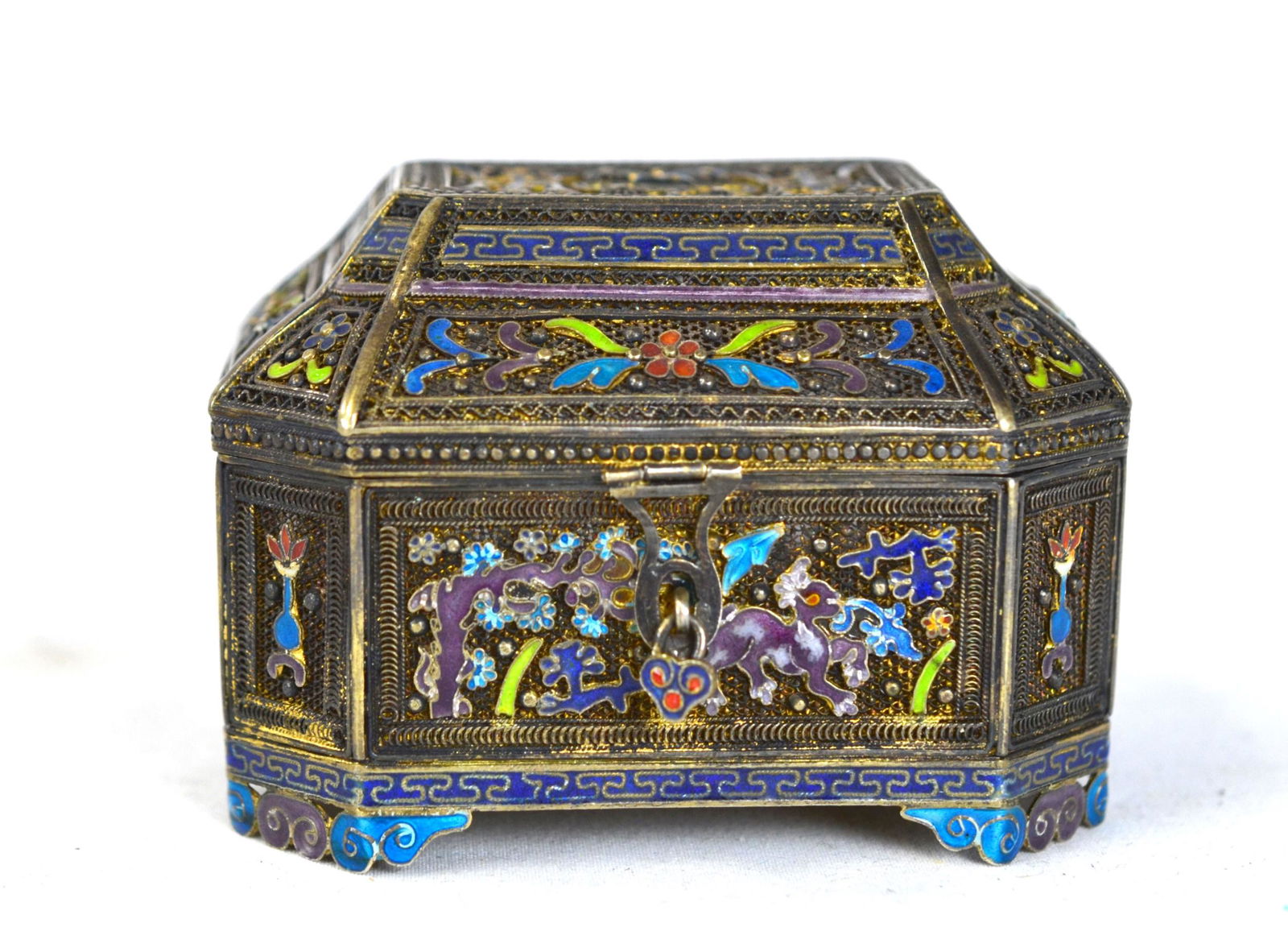 Chinese Silver Enamel Filigree Box (1 of 9)