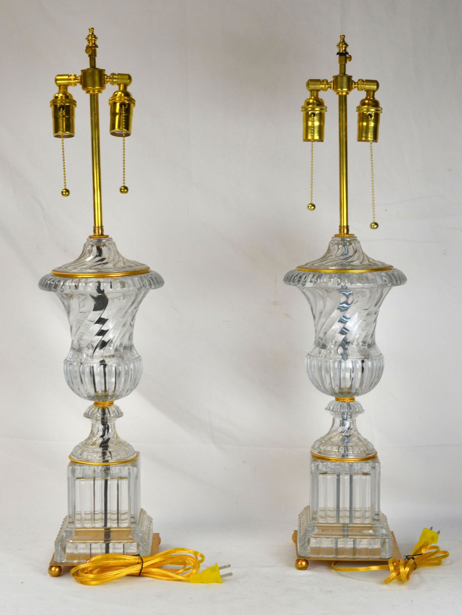 Pr Cut Crystal Glass Vase Lamps (1 of 7)