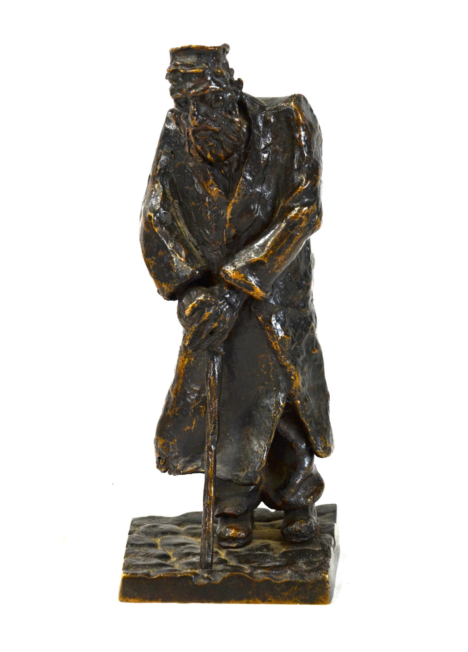 Signed Bronze Figure of Jewish Man (1 of 8)