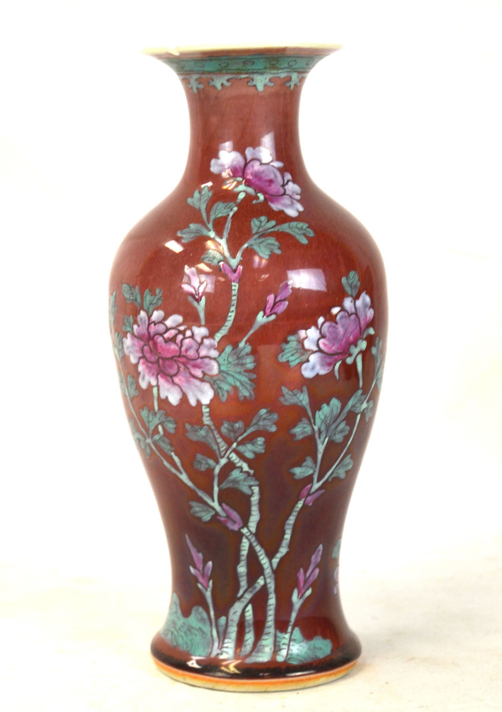 Chinese Famille Rose Carmine Ground Vase (1 of 9)